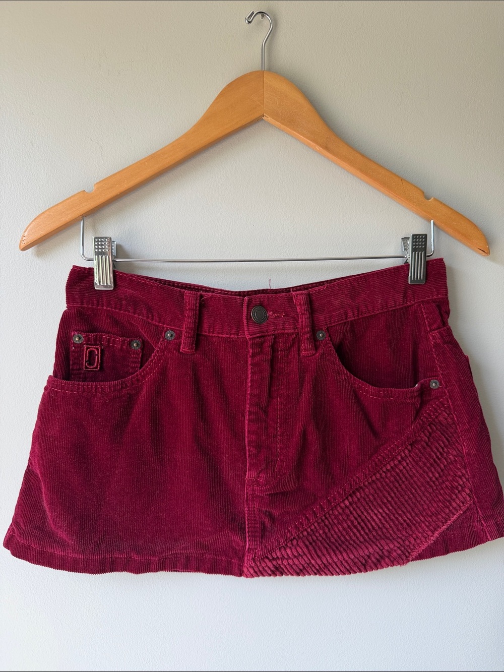 Marc Jacobs Burgundy Corduroy  Y2K style rocket Mini Skirt size 25